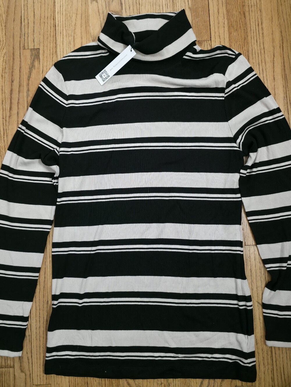Sanctuary XXL Womens Black and White Striped Turtleneck Sweater